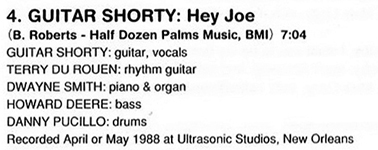 Guitar Shorty CD Black Top Guitar Greats misprint hey joe